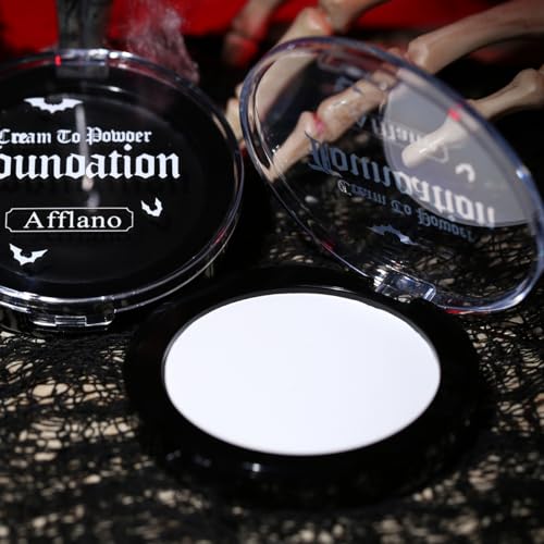 White Cream to Powder Foundation Makeup for Halloween Costumes