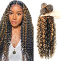 Kinky Curly Human Hair Bundles 28-32 Inch #1B30 Ombre