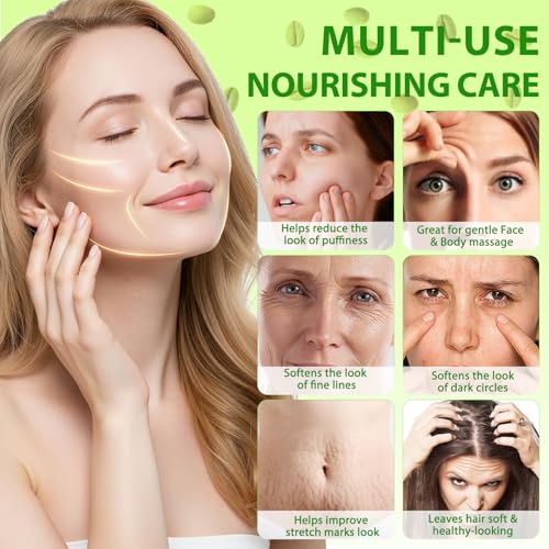 Coffee Oil for Skin, Green Coffee Bean Oil for Face & Hair Growth, Cellulite, Green Coffee Bean Extract, Reduces Puffiness, Dark Circles, Stretch Marks, Skin Tightening, Cold-Pressed, 4 Fl Oz