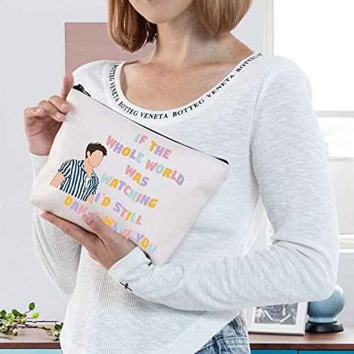 BWWKTOP Singer Lyrics Makeup Bag Singer Album Gifts If The Whole World Was Watching I'd Still Dance With You Makeup Zipper Pouch Bag