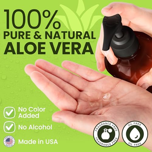 Honeyskin Soothing Aloe Vera Gel Made in the USA with Natural Ingredients - Give Yourself Relief From Sunburn and Dry Skin During the Hot Summer Days (8 Fl Oz)