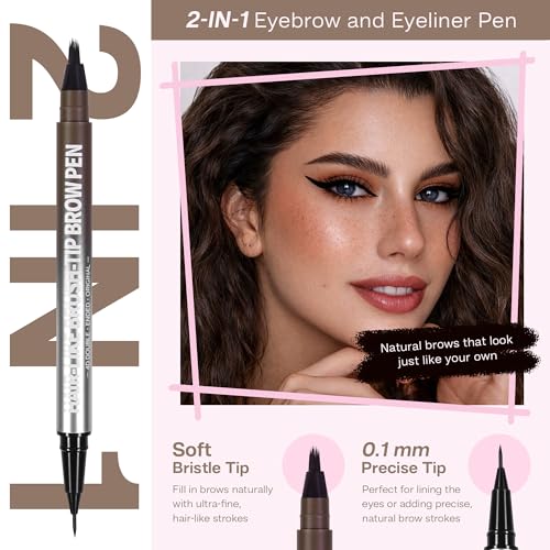 CALAILIS 2-in-1 Eyebrow Pen - 4D Microblading Fork Tip & Fine Liner