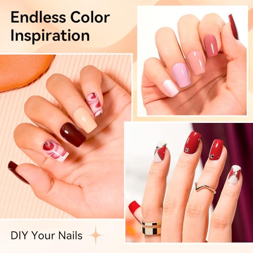 Fall Winter Burgundy & Brown Nail Polish Set 16 Colors & Base Top - Z16Colors-Fall into Romance
