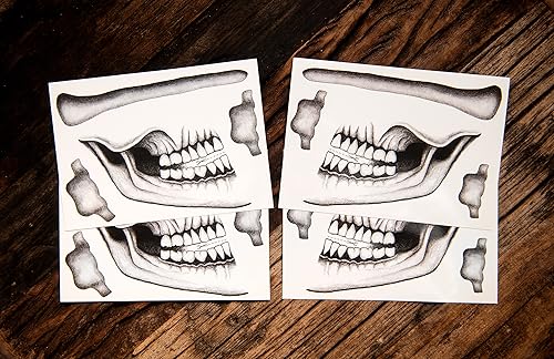 2 Pack Classic Skull Temporary Tattoos - Water-Resistant Face Stickers