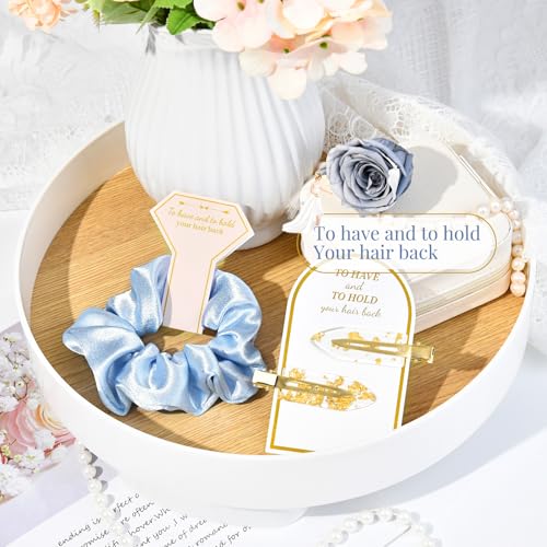 Blue Silk Satin Hair Accessories Set for Bridesmaids & Bridal Shower - 12 pcs