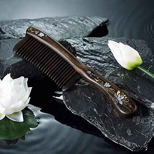 TAN MUJIANG Wooden Comb Hair Care Luxury Set Comb Anti-static Lotus Word