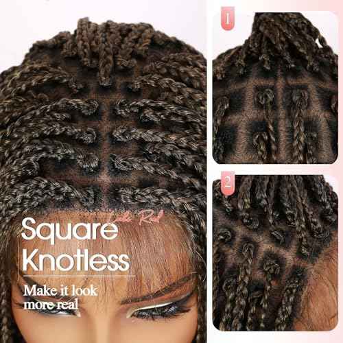 Ombre Box Braided Wig, Long Synthetic Hair, Black to Honey Blonde (Ombre Blonde)