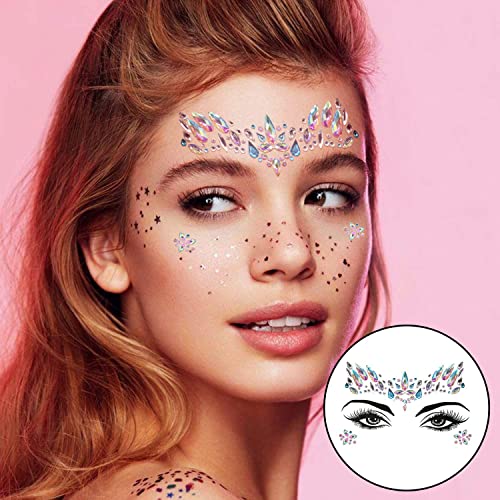 Mermaid Face Gems - 10 Sets Festival Rhinestone Stickers