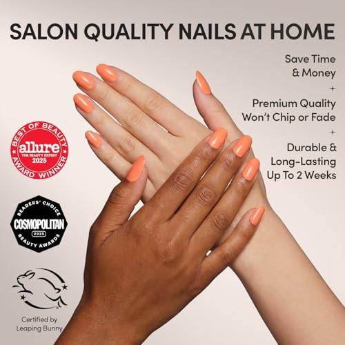 Glamnetic Apricot Press-On Nails | 30 Nail Kit in 12 Sizes