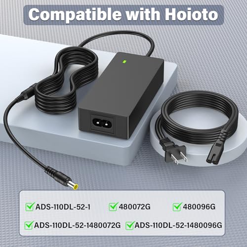 48V AC DC Adapter Compatible with Hoioto ADS-110DL-52-1 480072G 480096G ADS-110DL-52-1480072G ADS-110DL-52-1480096G 48.0V 48 Volt Charger Power Cord Adapter Supply Cable Charging Plug