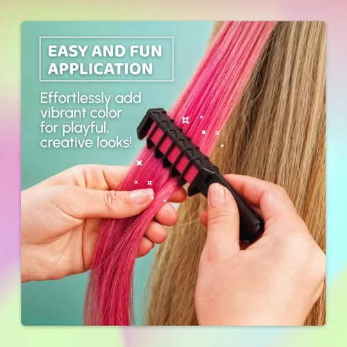 Blue Squid Hair Chalk Comb - 10 Vibrant Colors, Washable