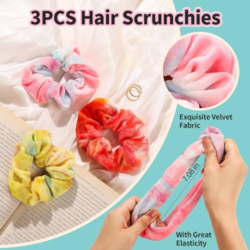 Tie-Dyed Colorful Spa Headbands & Hair Ties Set for Women & Girls - 6pcs