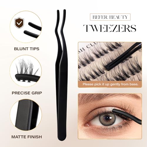 BEFER 3D Curl Lash Clusters Kit - 108 Pcs DIY Volume Lashes