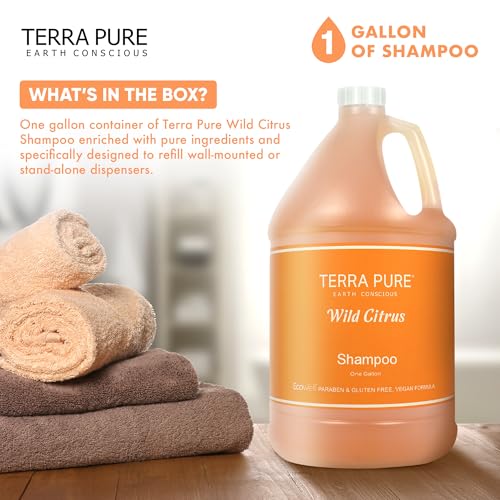 Terra Pure | 1 Gallon Shampoo| Luxury Hotel Toiletry Bulk Size| Designed to Refill Soap Dispensers | 128 oz