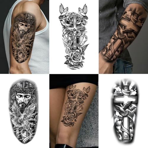 Christian Temporary Tattoos - 77 Sheets Religious Jesus Christ Cross