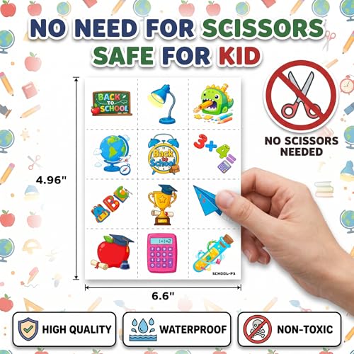 96 PCS Back to School Temporary Tattoos for Kids