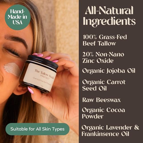 Everyday Tallow Mineral Sun Balm ~ SPF 30 | 100% Grass-Fed & Organic | Face & Body | Naturally Scented with Frankincense & Lavender Oil | Zinc Oxide | Water Resistant (2oz)