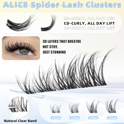JMS&JMS Lash Clusters Kit 3D Effect Lash Extension Kit 80D 100D Fluffy Lash Clusters D Curl Lash Lift Kit with Lash Bond and Seal Waterproof, Lash Applicator, Thick False Eyelashes Kit (10-18MIX)