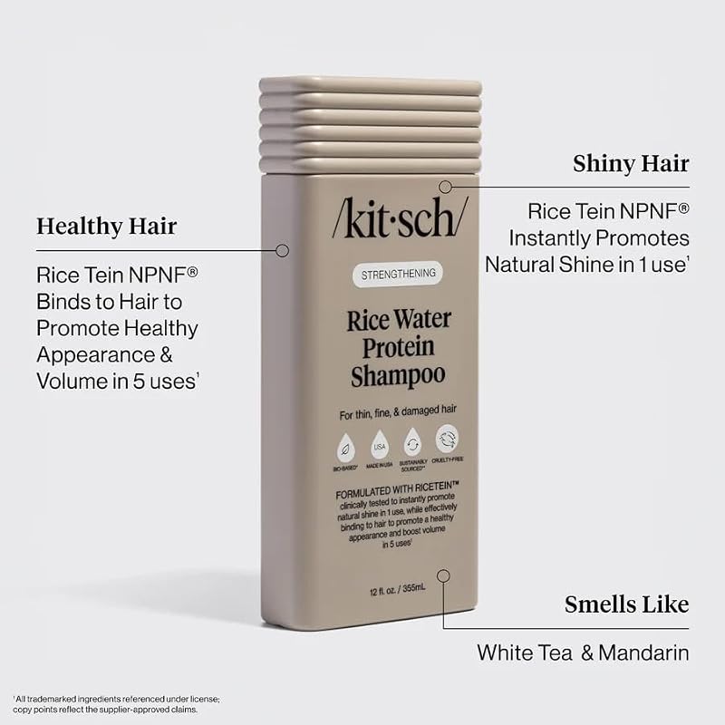 Kitsch Rice Water Strengthening Shampoo for Hair Growth & Volume - 12.3 oz