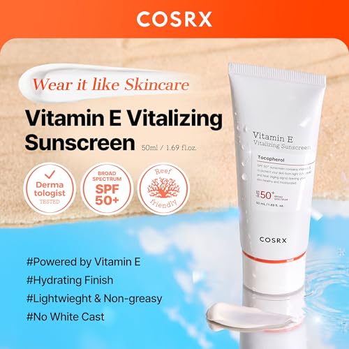 COSRX Vitamin E Sunscreen SPF 50 - Lightweight, No White Cast