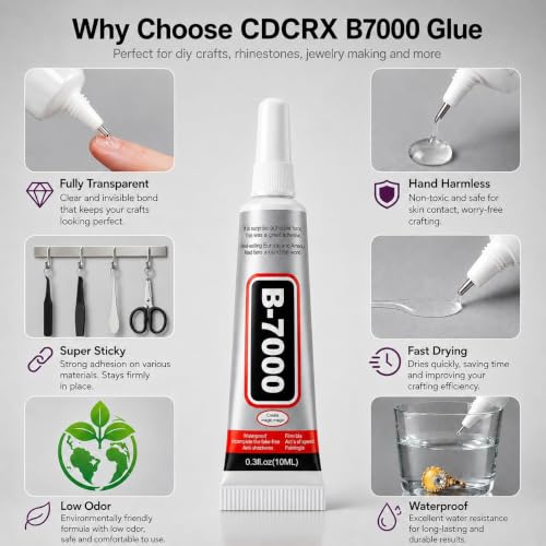 Jewelry Glue Kit with Rhinestones - B7000 Clear Adhesive & Bedazzling Set