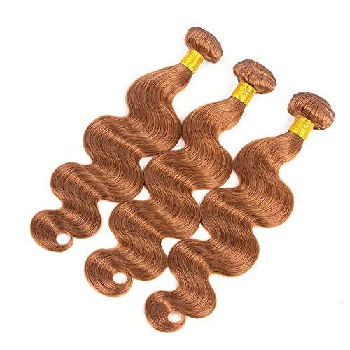AuokMar 330g Light Brown Human Hair Bundles 24-28in Body Wave Brazilian Virgin Hair