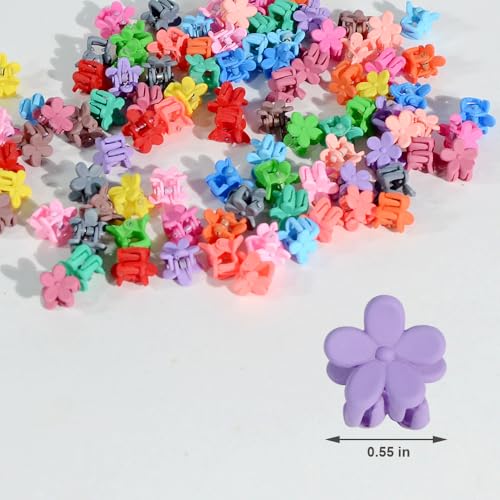 Mini Flower Hair Clips Set - Colorful Rainbow Claw Clips for Women & Girls - Matte / 50
