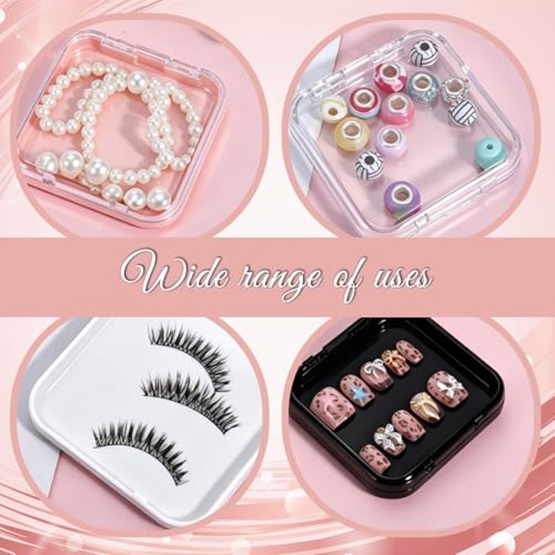 48 Press On Nail Storage Boxes with 180 Adhesive Strips