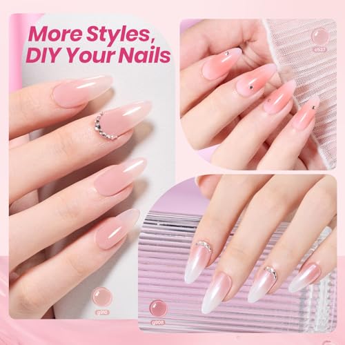 Beetles Soft Tint Nude Gel Nail Polish Set - 20 Colors Jelly Gel Kit, 7.5ml + 2 Top Coats