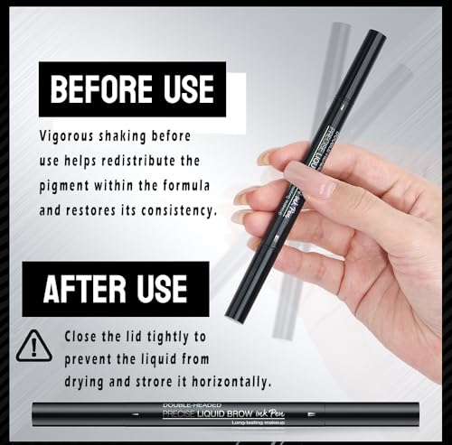 5-Shade Microblading Eyebrow Pen - Dual Tip Brow Marker with Spoolie