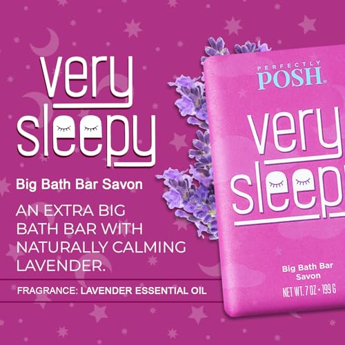 Perfectly Posh - Very Serene Big Bath Soap Bar - Soothing and Moisturizing Soap with Lavender & Shea Butter - for Rejuvenating Bath Time - 7oz