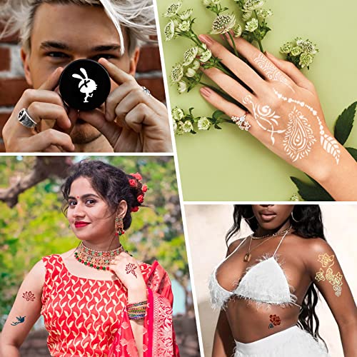 16 Sheets Henna Tattoo Stencils Kit Reusable for Women Girls and Kids,150+ PCS Temporary Indian Arabian Glitter Airbrush Tattoo Stencils for Face Body Paint DIY