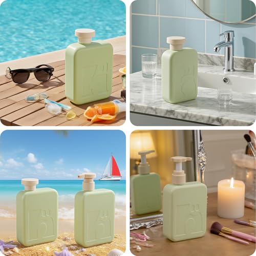Travel Pump Bottles 330ml - Refillable Leak-Proof Dispenser (2 Pack)