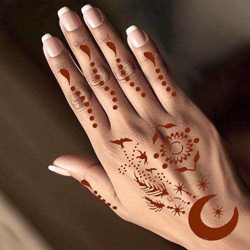 20 Sheets Henna Tattoo Stencils Kit, Reusable Hand