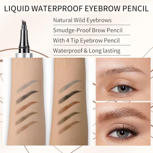 QIC 4-Tip Microblading Eyebrow Pencil Waterproof Dark Brown