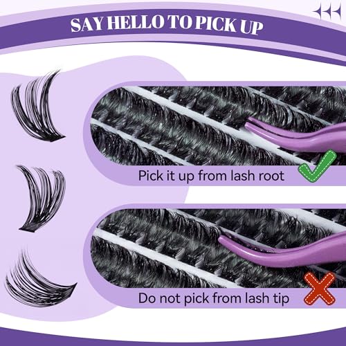 Volume Lash Clusters Kit 360Pcs 60D+80D with Bond & Remover