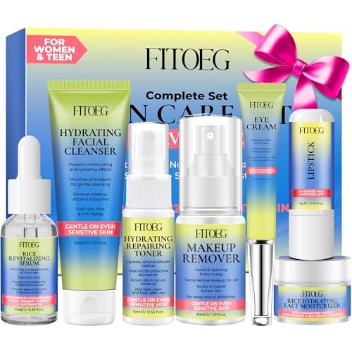 Skin Care for Teens,Gentle Hydrating Skin Care Set Kit with Clean Ingredients,Daily Facial Skincare Set for Teens Kids Women,Skincare Gift Set for Teenage Girls Women Travel Size Toiletries Essentials