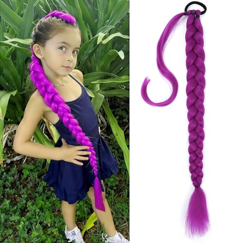 Purple Ponytail Extension 24 Inch with Elastic Tie