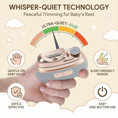 Electric Nail Clipper with 2 Speeds & UV Light, 2026 New 4 in 1 Electric Nail Trimmer with Nail Clip Storage, USB Rechargeable Automatic Nail Clipper for Babies, Seniors and Adults - Gray