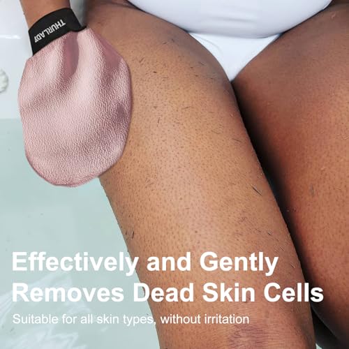 Pink Exfoliating Glove for Smooth Skin - Korean Exfoliating Mitt by THURLADY