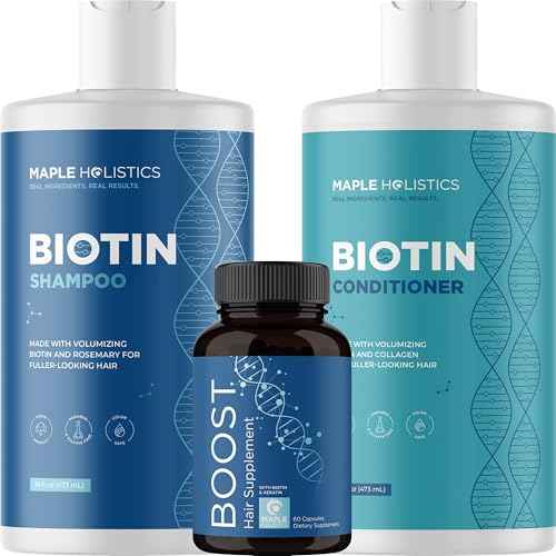 Biotin for Hair Growth Treatment Set - Biotin Shampoo and Conditioner Set Sulfate Free plus Hair Loss Supplement for Women & Men with Saw Palmetto Horsetail Collagen and Keratin (2 Month Supply)
