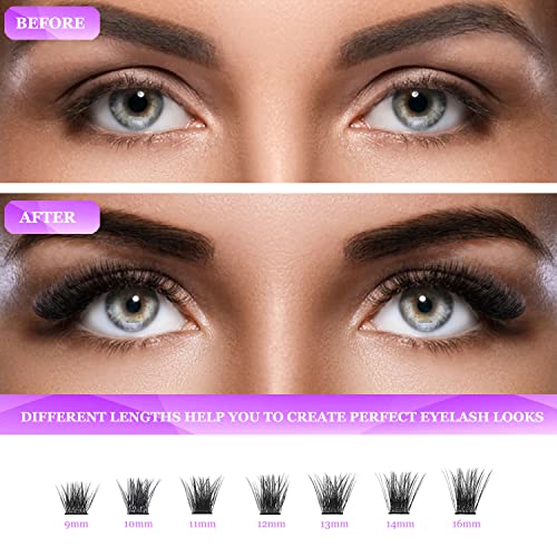 DIY Cluster Lash Extension Kit with Bond & Seal – 144pcs
