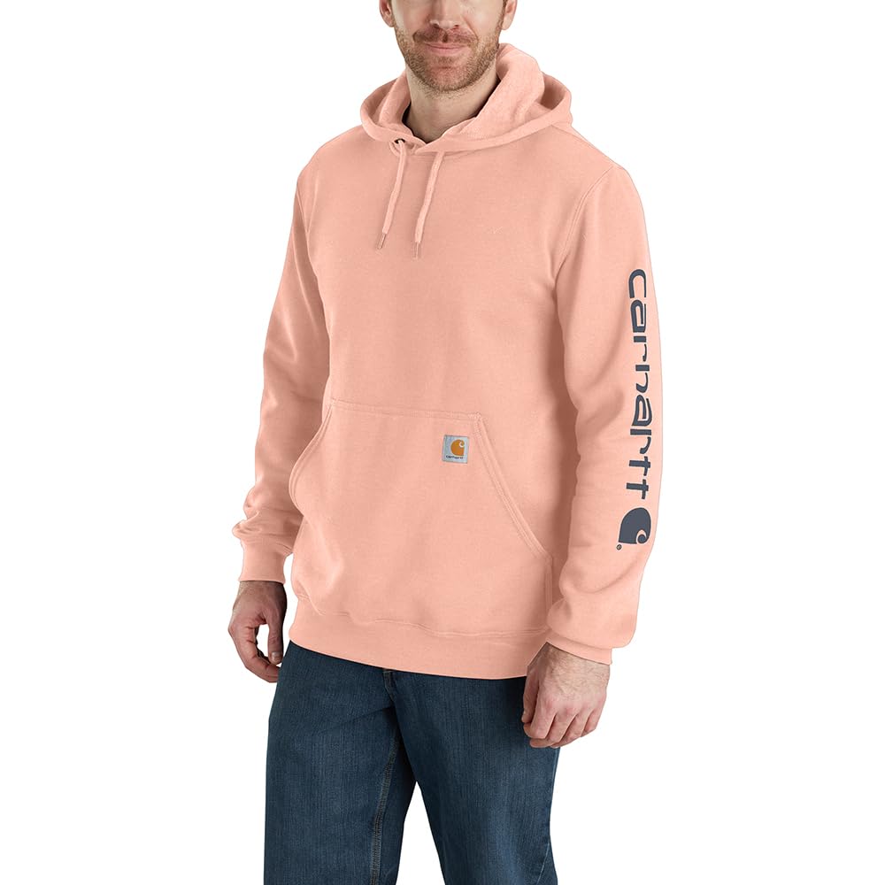 Carhartt Men's Loose Fit Midweight Logo Sleeve Graphic Sweatshirt, Tropical Peach