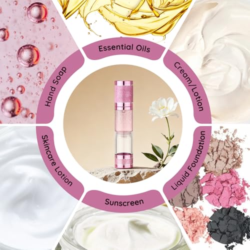 Pink Refillable Travel Lotion Bottles 3-Pack 1.7oz Airless Pump Dispenser