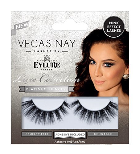 Eylure Vegas Nay Platinum Princess False Eyelashes, Reusable, Adhesive Included, 1 Pair, Cruelty Free