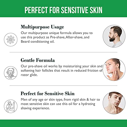 8 fl. Oz, Pre Shave Oil for Men, Excellent Shaving oil for Men with Sensitive Skin, Prepares for a burns free Shave, Works with Straight or Safety Razor (Lemongrass & Eucalyptus)