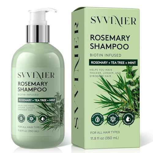 Svvimer Rosemary Hair Growth Shampoo - Thickening Shampoo with Biotin Tea Tree Oil Mint for Hair Loss and Thinning Hair - for Women and Men 11.8 Fl Oz (Pack of 1)