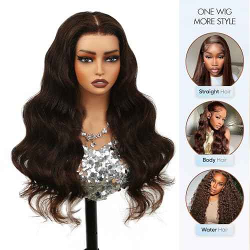 Chocolate Brown Lace Front Wig,13x6 HD Brown Body Wave Lace Frontal Wigs Human Hair Pre Plucked with baby hair, 210% Density Colored brown wig human hair for Women 22 inch