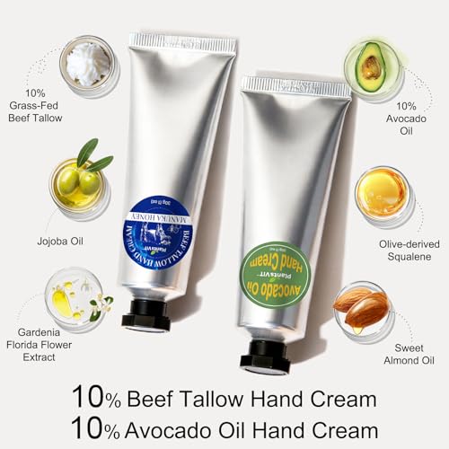 Pampering Gift for Women - Self Care Valentine's Day Gifts Set, 6 Travel Size Essentials, Moroccan Argan Oil, Beef Tallow, Avocado Oil, Shea Butter, Bath Salt, Candle, Hair & Hand Repair, Foot Cream