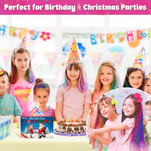 Hair Chalk Comb for Girls - Washable Temporary Hair Color
